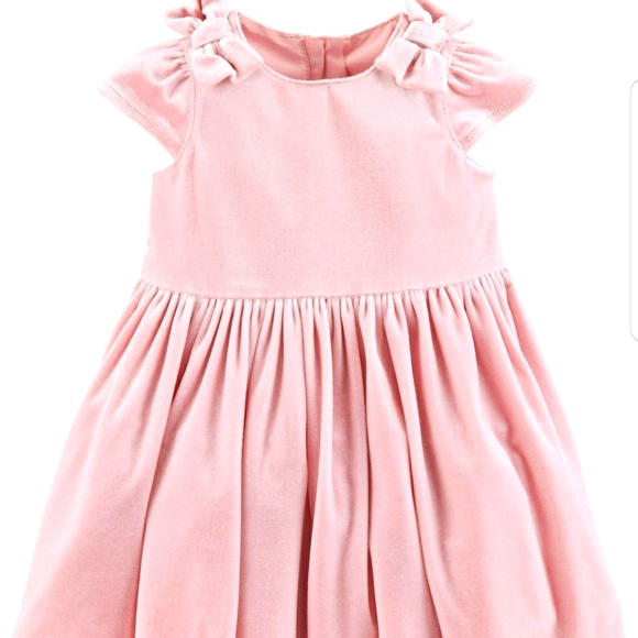 carters pink velvet dress Toddler Girl Heart Velour Dress Set - Pink